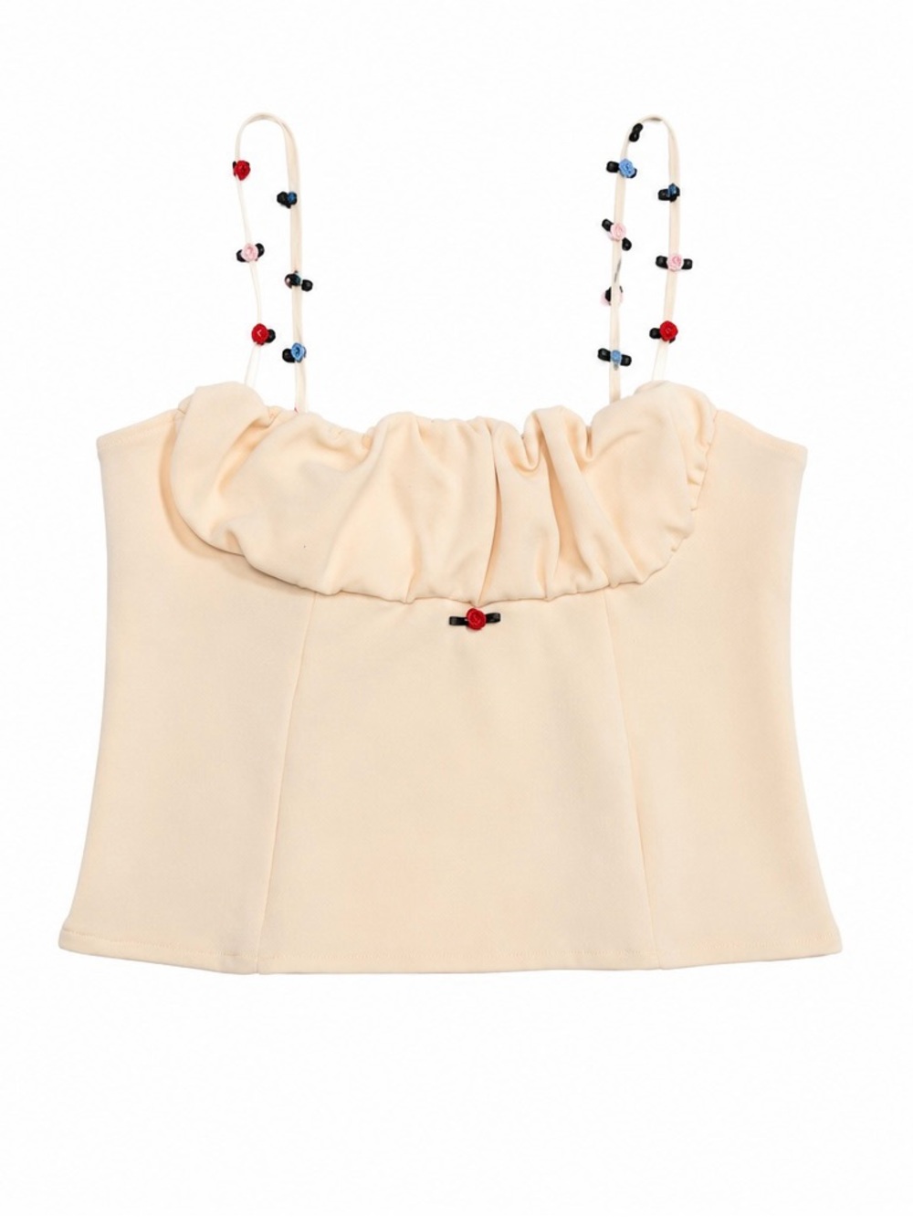 Zara NWT Cream Beaded Strap Corset Crop Top Size L